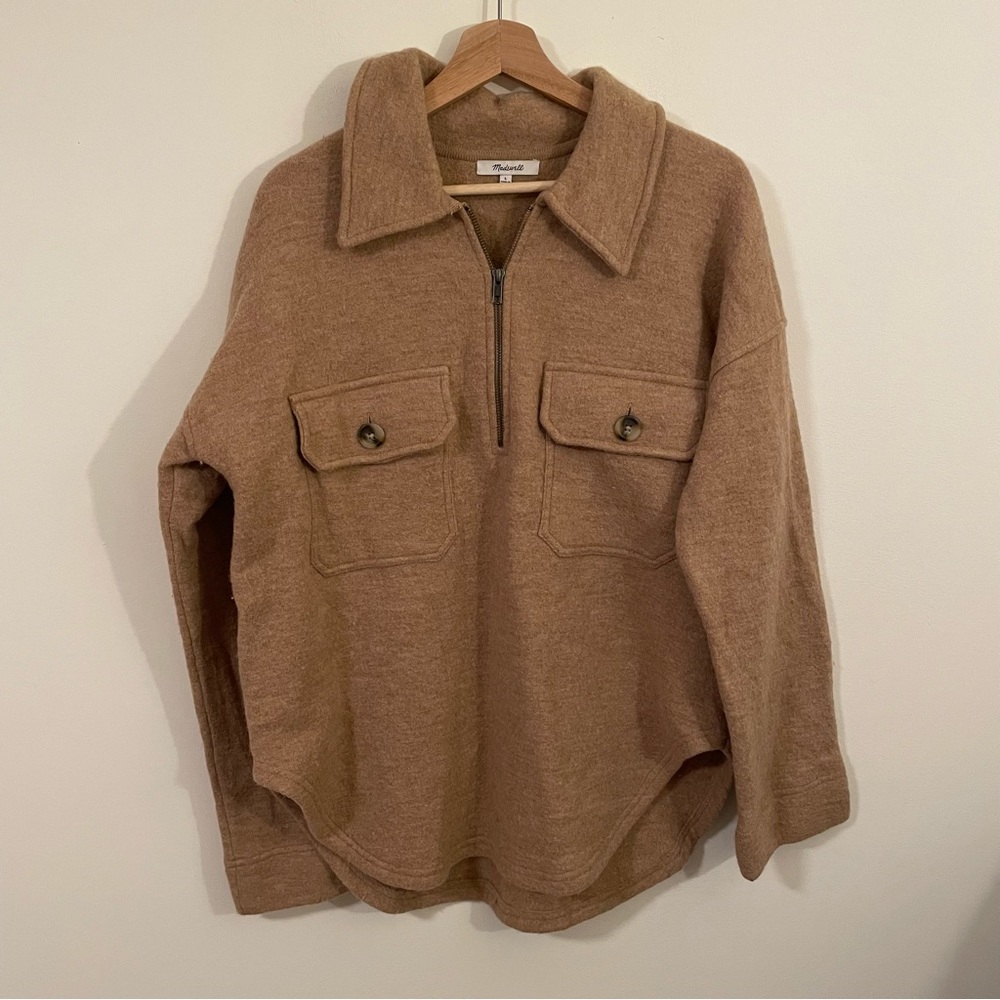 Madewell Boiled Wool Half-Zip Popover Sweater